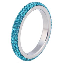 Cilla Jewels ring edelstaal Kristal Blauw-16mm