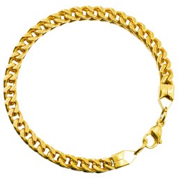 Edelstaal heren armband Squared Link Gold 6mm