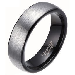 Wolfraam ring geborsteld zilver met Zwart-21mm